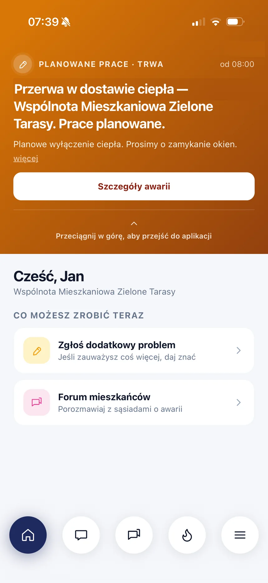 Aplikacja apparto — alert awarii