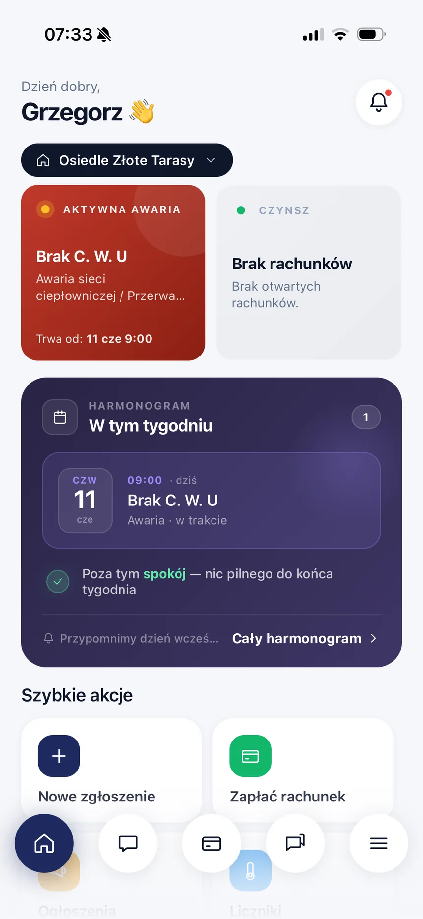 Aplikacja mobilna apparto — pulpit mieszkańca