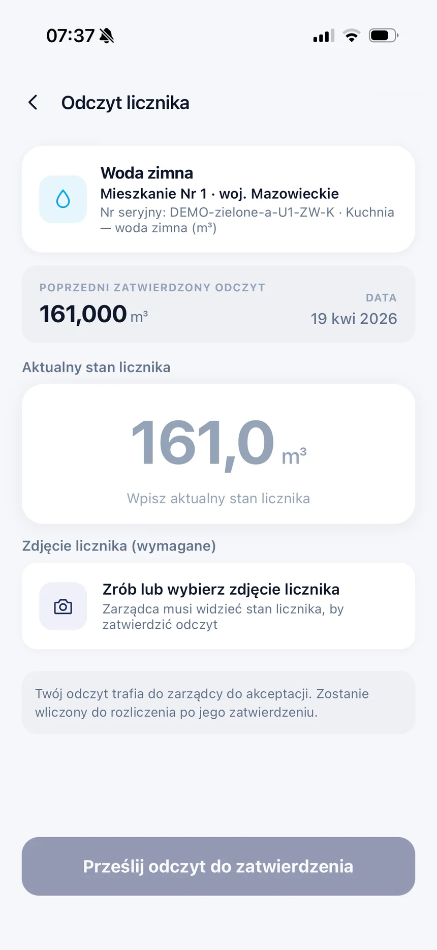 Aplikacja apparto — odczyt licznika ze zdjęciem